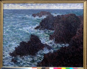 Belle Ile Kayaları (Belle-Ile), vahşi sahil tablosu Claude Monet (1840-1926) 19. yüzyıl Güneşi. 0.65x0.81m. Paris, Musee d
