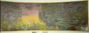 Les nympheas, soleil couchant Resim Claude Monet (1840-1926) 1914-1926 İki Parçalı Her parça 2 x 3 m. Paris. Orangerie Müzesi by Claude Monet