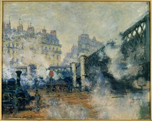 Avrupa Köprüsü ve Aziz Lazarus İstasyonu (Saint-Lazare) Tablosu Claude Monet (1840-1926) 1877 Güneş. 0,64 x 0,81m. Paris. Marmottan Müzesi by Claude Monet