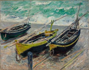 Üç Balıkçı Teknesi, 1886 by Claude Monet