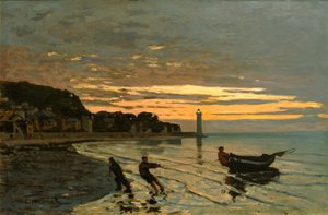 Tekne Çekme, Honfleur by Claude Monet