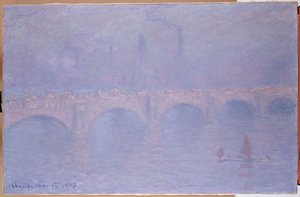 Waterloo Köprüsü, Puslu Güneş Işığı by Claude Monet