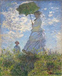 Şemsiyeli Kadın - Madam Monet ve Oğlu by Claude Monet