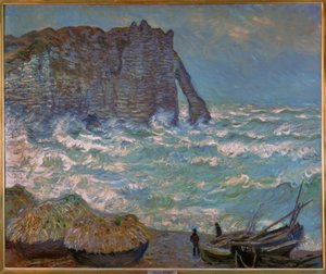 Etretat, dalgalı deniz by Claude Monet