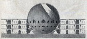 Claude Nicolas Ledoux (1736-1806) tarafından Chaux kasabası için bir mezarlık planının kesiti.