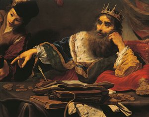 Claude Vignon (1593-1670) tarafından Lydian'dan haraç alan Kroisos, tuval üzerine yağlı boya by Claude Vignon