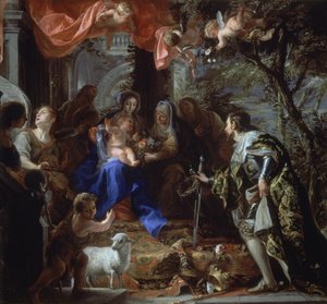 Fransa Kralı Saint Louis tarafından tapılan Bakire ve Çocuk, 1665 civarı (tuval üzerine yağlıboya) by Claudio Coello
