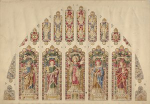 Çok Bölmeli Vitray Pencere Tasarımı, Kutsal Babalık Kilisesi, New York, yaklaşık 1898. by Clayton and Bell