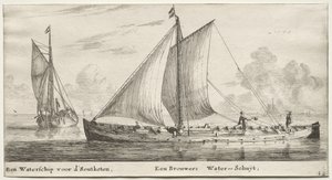 Amsterdam'ın Çeşitli Gemileri ve Görünümleri (Verscheÿde Schepen en Gesichten van Amstelredam), Bölüm II: Soutketen'e giden bir su gemisi. Bir Brewer's Water gemisi
