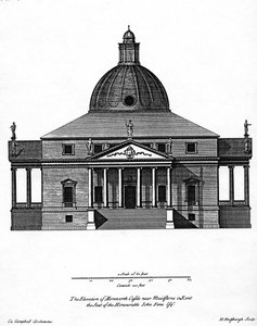Elevation of Mereworth Castle, engraved by H. Hulsbergh, c.1722-24 
