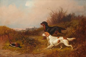 İş Başında Retrieverlar (tuval üzerine yağlı boya) by Colin Graeme