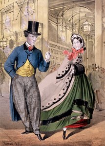 Oxford Music Hall'ın girişinde bir bayan ve bir beyefendi, Oxford St, Westminster, c1860 by Concanen and Lee
