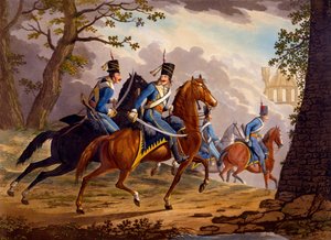 Avusturya Süvarileri düşmanın peşinde, 1799 (el boyaması aquatint)