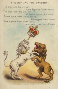 Tekerleme: Aslan ve Tek Boynuzlu At (chromolitho)
