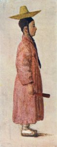 Tuhaf şapkasıyla Koreli bir erkek damat (renkli litho) by Constance J.D. Coulson
