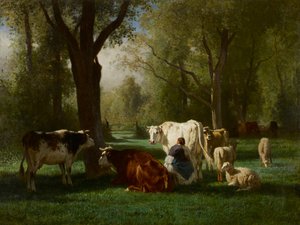 Sığır ve Koyunlu Manzara by Constant Emile Troyon