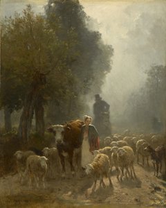 Sisli Bir Sabah Pazara Gitmek, 1851 by Constant Emile Troyon