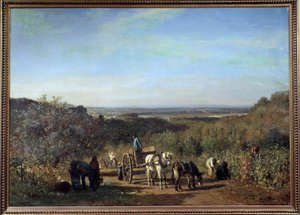Sen Nehri kıyısında hasat a Suresnes Constant Troyon (1810-1865) 19. yüzyıl Güneşi tarafından yapılan bir tablo. 0,97x1,39 m Paris, Orsay Müzesi by Constant Emile Troyon