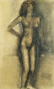 Çıplak Ayakta; Nu Debout - Ayakta Çıplak, 1945 dolayları (kağıt üzerine karakalem ve pastel)