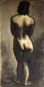 Çıplak Ayakta; Nu Debout - Stand Naakt, yak. 1930 (kağıt üzerine siyah tebeşir ve siyah yıkama) by Constant Permeke
