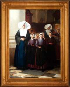 Tablo. İmza ve tarih: Constant Meunier 1864. Yetimler. Tuval üzerine yağlıboya. detay. by Constantin Emile Meunier