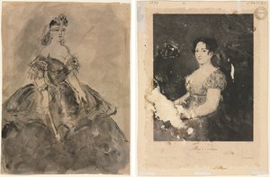 Baloda (rekto); Hayranı Olan Kadın, Goya'dan Sonra (verso) by Constantin Guys
