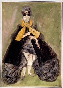 Yeşil arka planlı kadın Suluboya, Constantin Guys (1805-1892) 19. yüzyıl Paris, Musee Carnavalet by Constantin Guys