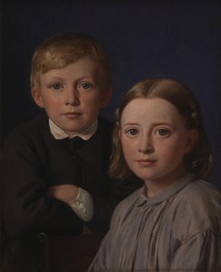 Jens Simmelkær Asmussen ve Katrine Asmussen çocukken by Constantin Hansen