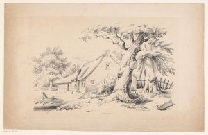 Çiftlik ve iki ağaç Manzara (dizi adı) by Constantinus Cornelis Huysmans