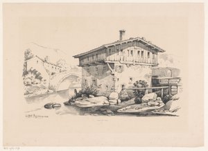 Dağ köyünde ev ve su değirmeni Manzara (dizi adı) by Constantinus Cornelis Huysmans