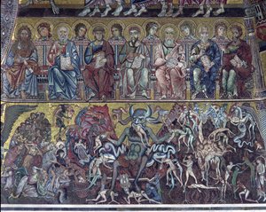 Cehennem, apsisin üstündeki tonozdan Kıyamet Günü detayı, 1225 mozaiği