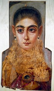 Kıpti sanatı: “Avrupalı” olarak adlandırılan genç kadın Fayoum (Fayum) (MS 160 civarında) Ahşap üzerine mum boyama. Paris, Louvre Müzesi
