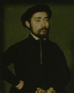 Eldivenli Adam Portresi (ahşap üzerine yağlıboya) by Corneille de Lyon