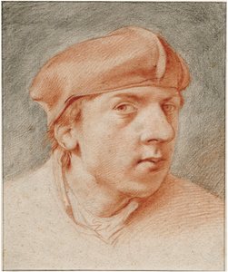 ""Autoportrait au bere"" (Bereli otoportre) Sanguine de Cornelis Pietersz Bega (1631/2-1664) The Rembrandt House, Amsterdam