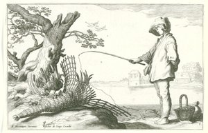 genç balıkçı Dört pastoral sahne (dizi adı) by Cornelis Bloemaert (II) (possibly)