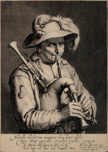 Gayda oynayan adam (gravür)