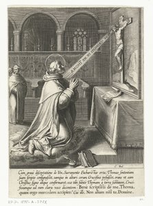Aziz Thomas Aquinas bir haçla konuşuyor Aziz Thomas Aquinas