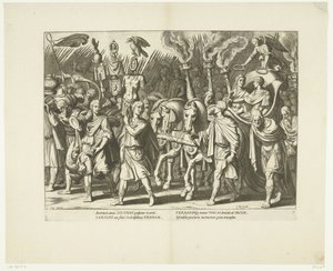 Triomfwagen van Karel V en Ferdinand, na de bevrijding van Wenen van de Turken, yak. 1532, hayır. 7 Sahneler het leven van Karel V (dizi adı) Ünlü A. Tempest