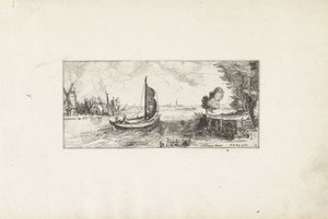 Bir nehir üzerinde tekne Manzaralar (dizi başlığı) by Cornelis Claesz van Wieringen (possibly)