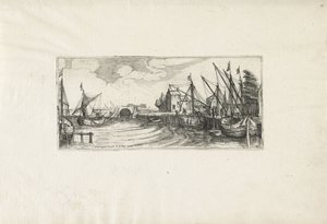 Kilitli bir liman manzarası Manzaralar (dizi başlığı) by Cornelis Claesz van Wieringen (possibly)