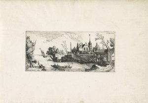 Kayıklı nehir manzarası Manzaralar (dizi başlığı) by Cornelis Claesz van Wieringen (possibly)