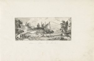 Bir köprüde iki kadınla nehir manzarası Manzaralar (dizi başlığı) by Cornelis Claesz van Wieringen (possibly)