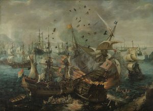Cebelitarık Savaşı Sırasında İspanyol Amiral Gemisinin Patlaması, c.1621 (tuval üzerine yağlı boya)