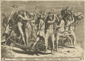 Centaurlar tarafından çizilen bir arabada Bacchus ve Venüs by Cornelis Cort (rejected attribution)