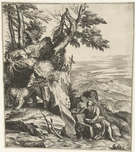 Hieronymus okuma ile manzara by Cornelis Cort