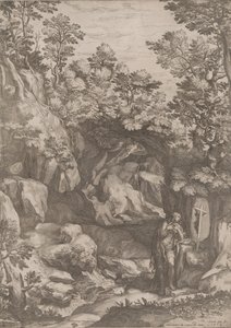 Mary Magdalen, Vahşi Doğada Tövbe Ediyor, 1573. by Cornelis Cort