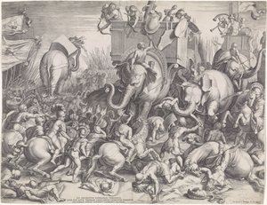 Scipio ve Hannibal arasındaki Zama Savaşı by Cornelis Cort