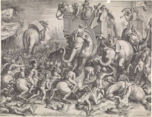 Scipio ve Hannibal arasındaki Zama Savaşı by Cornelis Cort