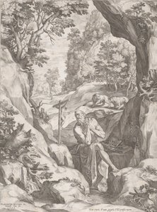 Vahşi Doğada Aziz Jerome Tövbekar, 1573. by Cornelis Cort