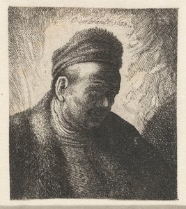 Kürk pelerinli ve şapkalı sakalsız adam: büstü by Cornelis Danckerts (I) (workshop of)